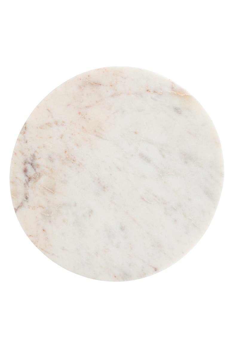 Large Round Marble Charcuterie or Cutting Board, White, Alternate, color, White