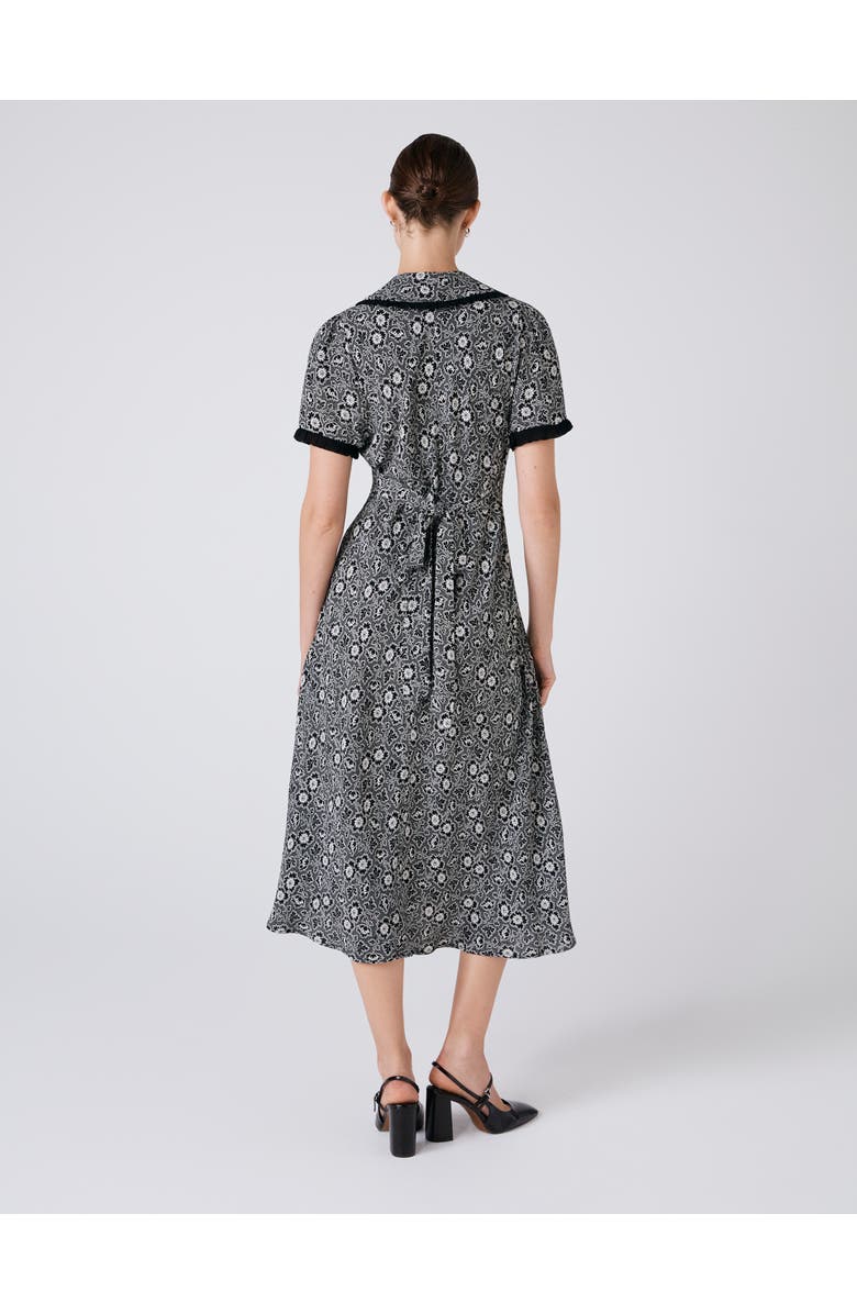 Ghost London Taylor Floral Crepe Midi Tea Dress, Alternate, color, Black Ditsy