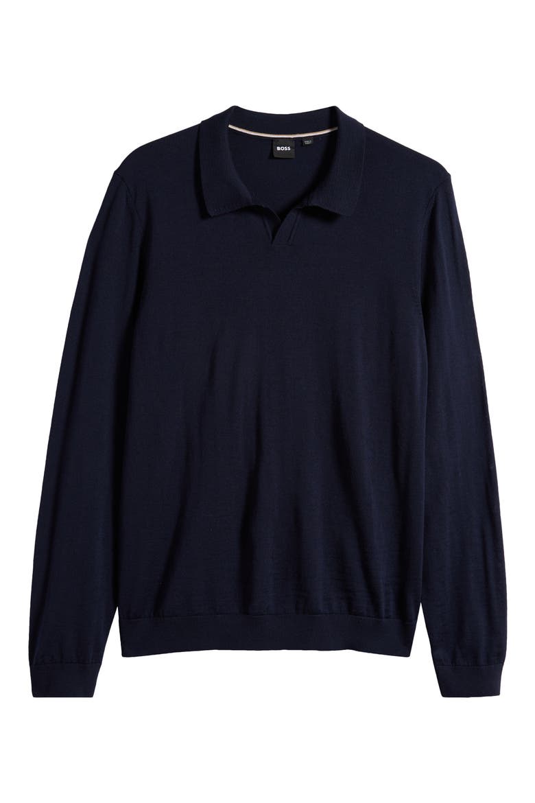 Enord Long Sleeve Wool Polo Sweater, Alternate, color, DK BU