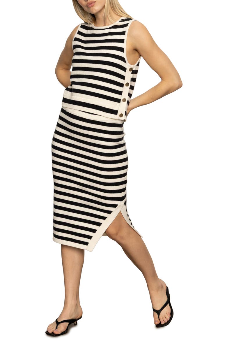 City Summer Button Trim Sweater Tank, Alternate, color, NATURAL/ BLACK