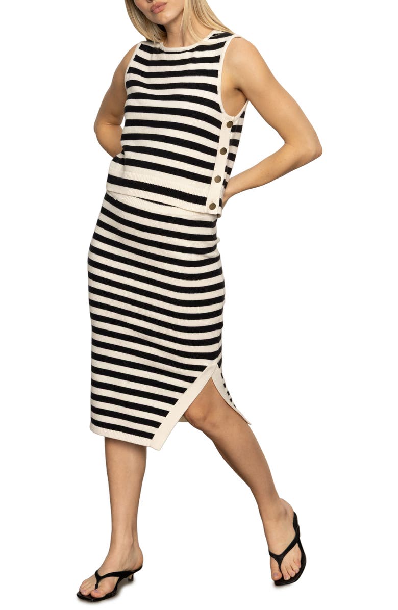 Sanctuary City Summer Button Trim Sweater Tank, Alternate, color, Natural/ Black