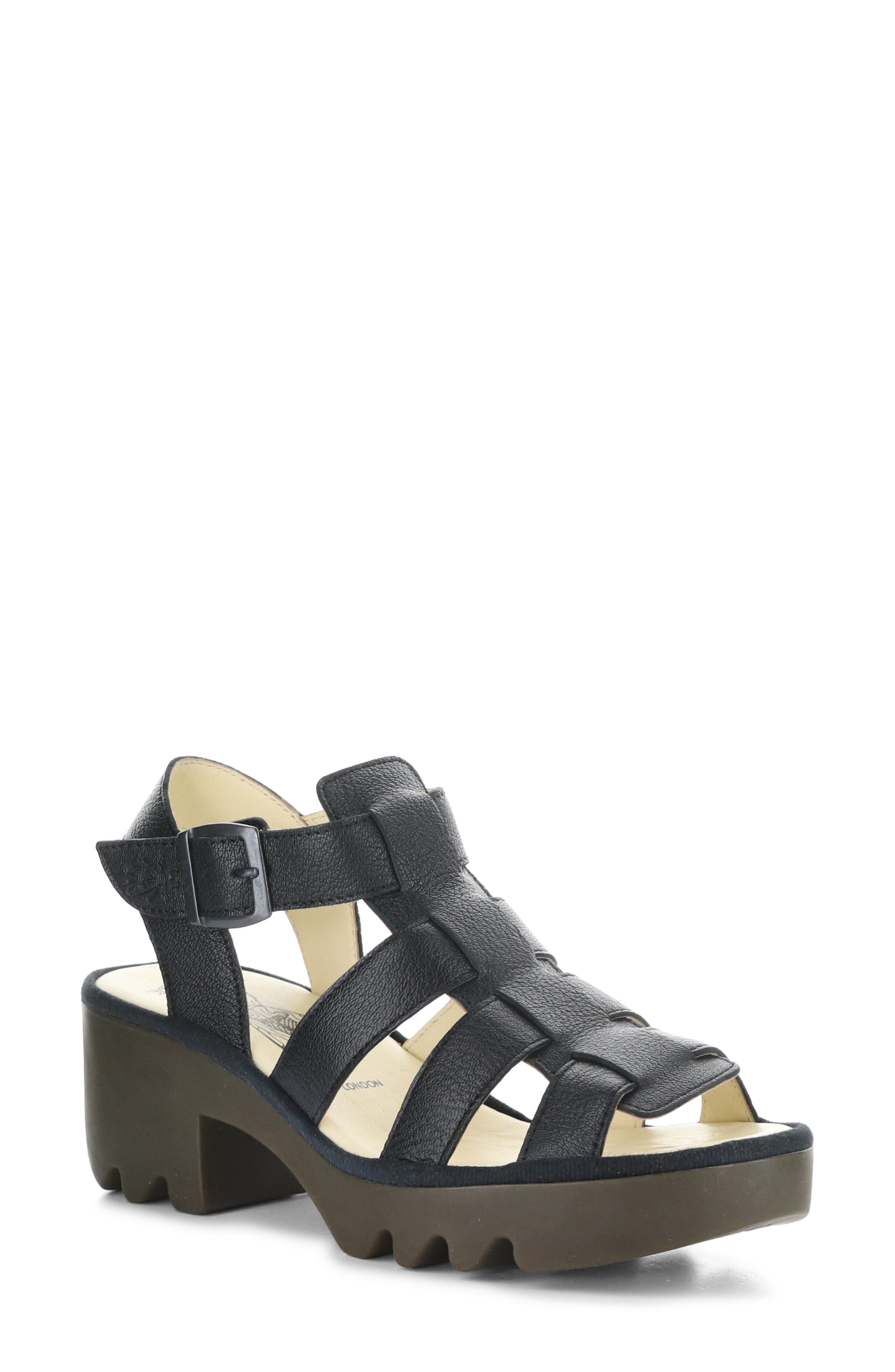 Fly London Lug Sole Sandal, Main, color, Black