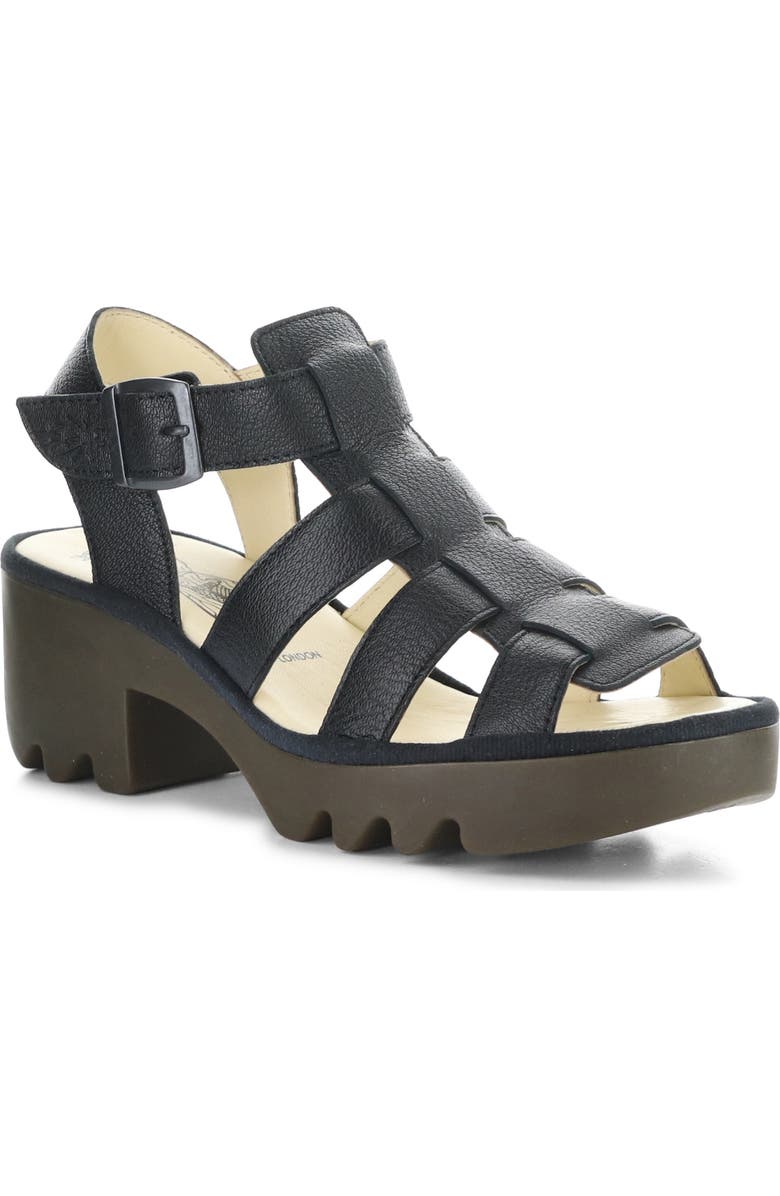 Fly London Lug Sole Sandal, Main, color, Black