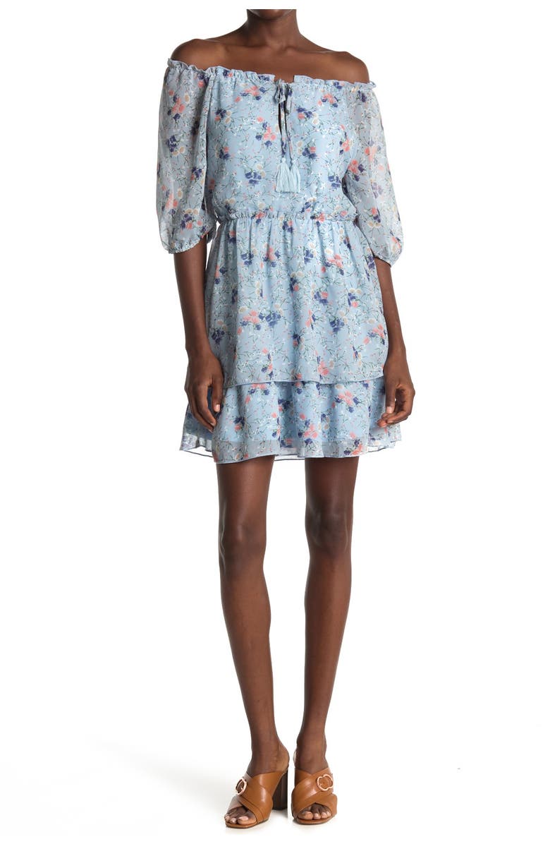 BAILEY BLUE Floral Print Tiered Dress, Alternate, color, 