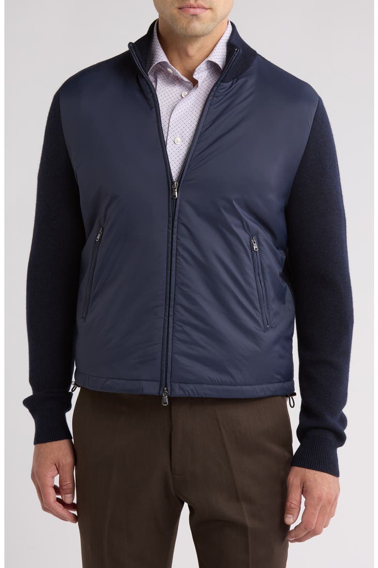 Wool & Nylon Zip Jacket, Main, color, NAVY