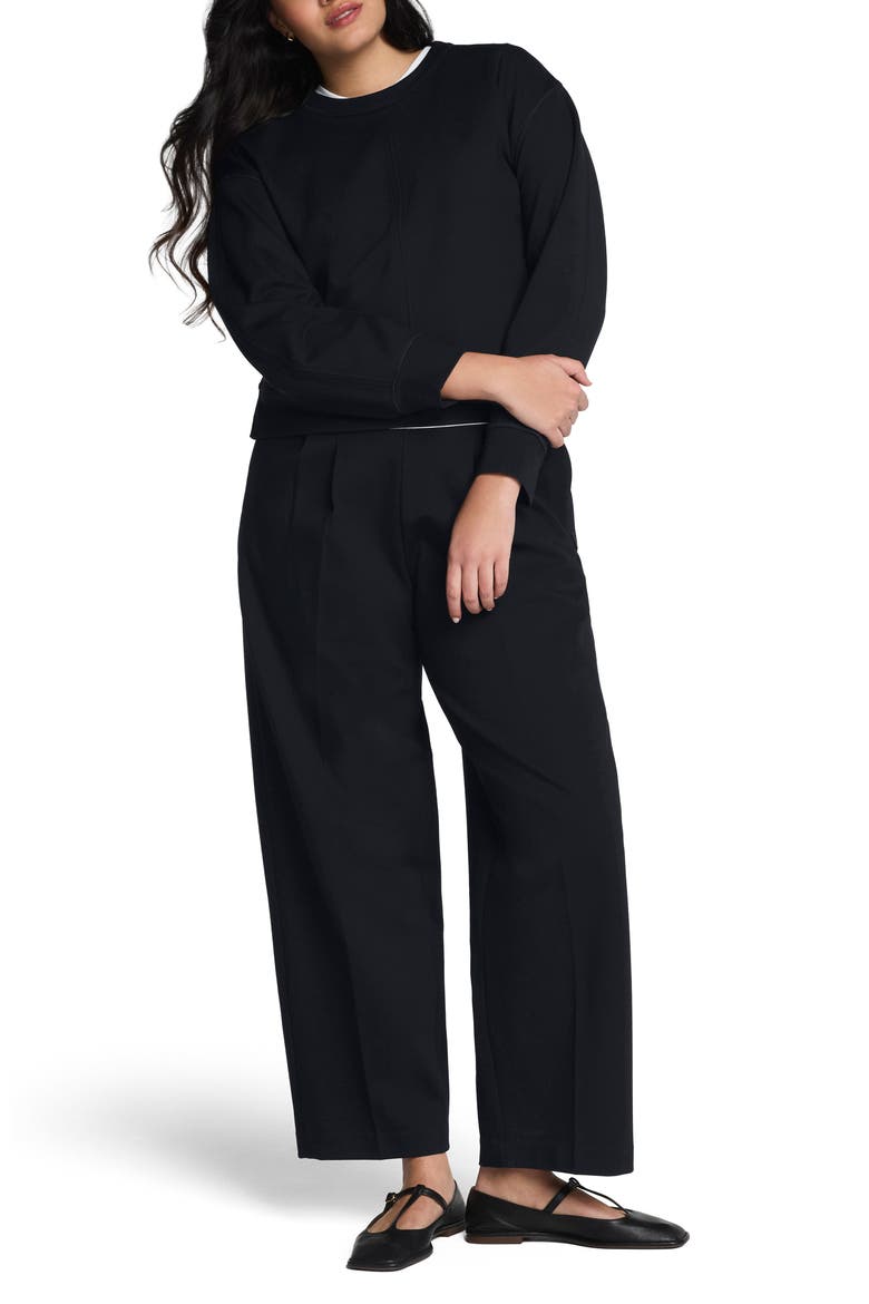 Crewneck Ponte Sweatshirt, Alternate, color, CLASSIC BLACK
