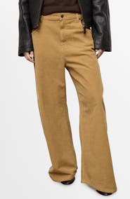 MANGO Wide Leg Corduroy Pants