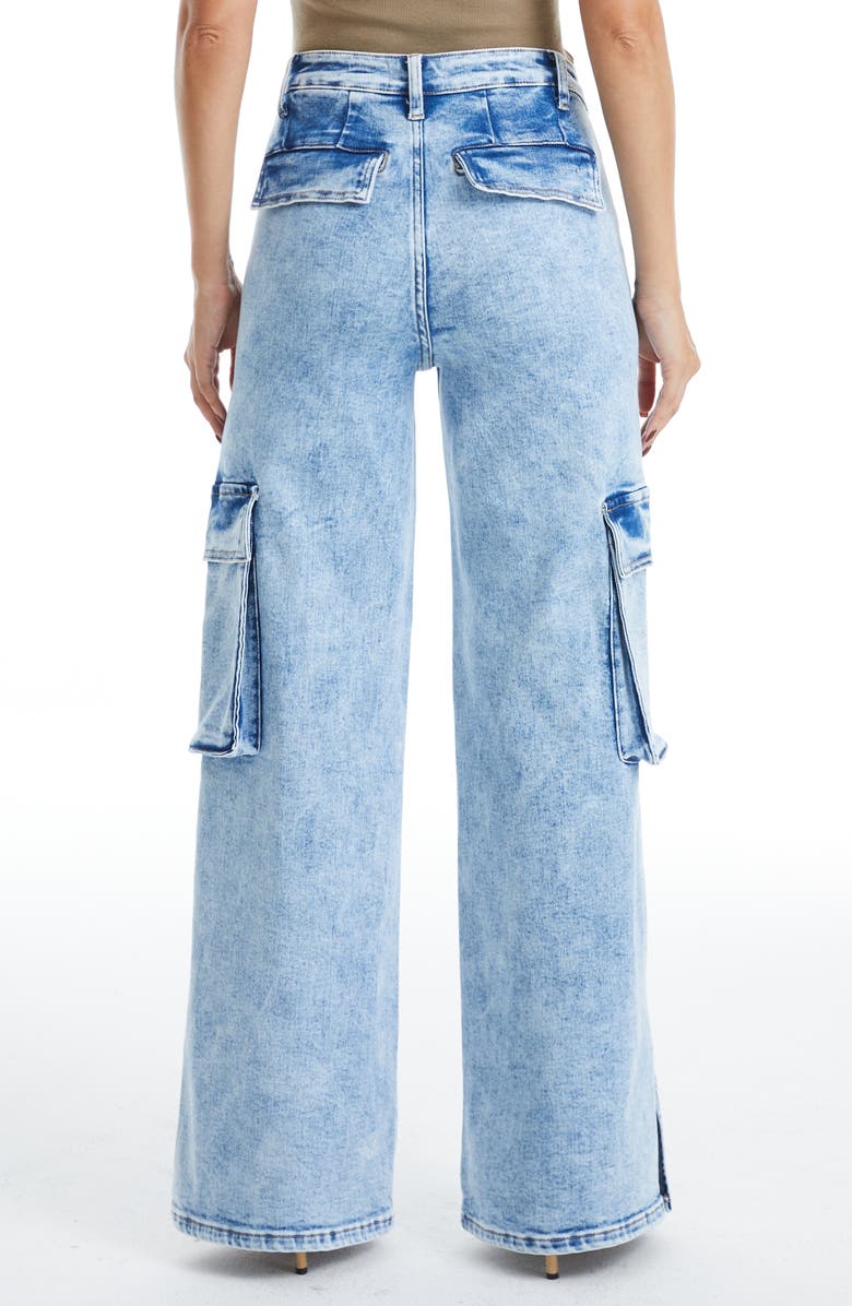 Bayeas High Waist Flare Leg Cargo Jeans, Alternate, color, Bright Star