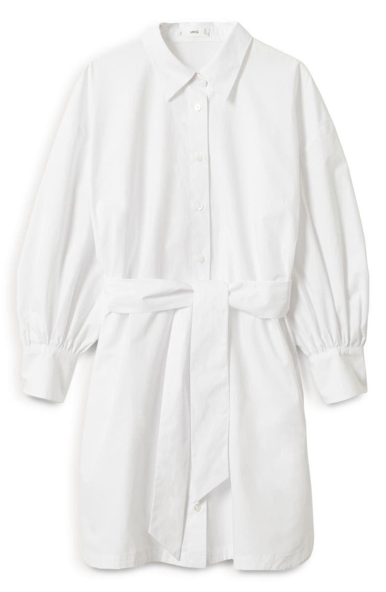 MANGO Long Sleeve Belted Cotton Shirtdress, Alternate, color,