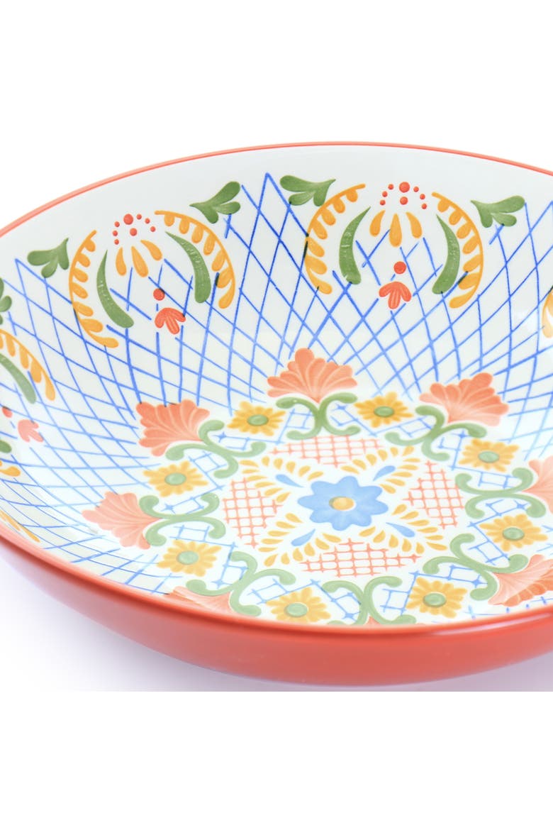 Tierra 10.5 Inch Hand Painted Stoneware Pasta Bowl Red, Alternate, color, Red