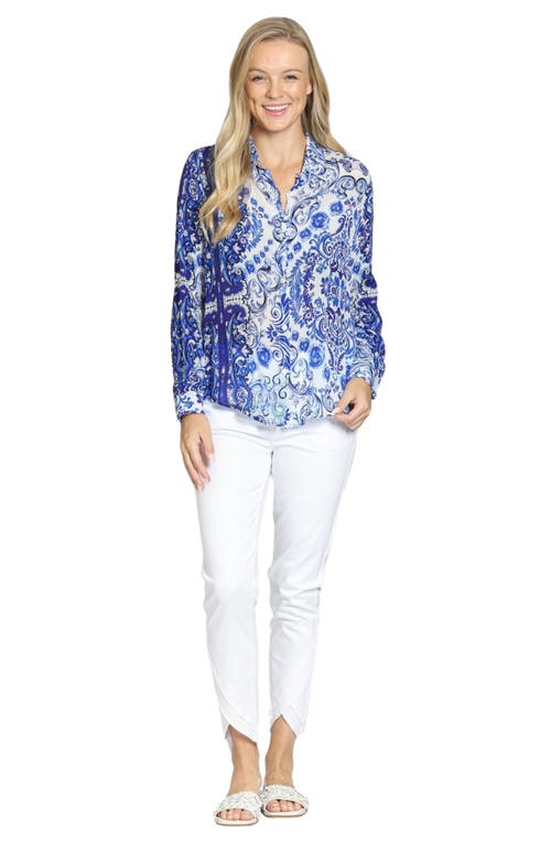 APNY APNY DAMASK PRINT ROLL TAB SLEEVE BUTTON-UP SHIRT