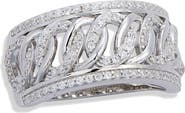 SAVVY CIE JEWELS Sterling Silver Pavé Cubic Zirconia Link Band Ring