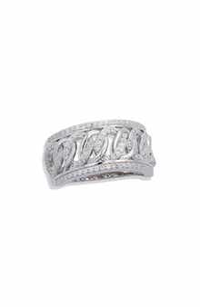 SAVVY CIE JEWELS Sterling Silver Pavé Cubic Zirconia Link Band Ring