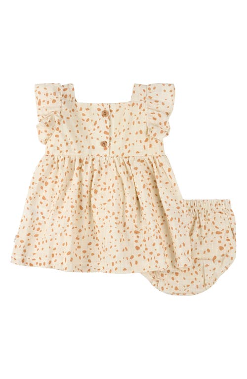 FIRSTS BY PETIT LEM FIRSTS BY PETIT LEM ANIMAL SPOT COTTON RUFFLE SLEEVE DRESS & BLOOMERS 