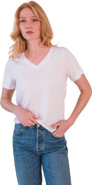 POPLINEN Louise Organic Cotton + Tencel V-neck Tee