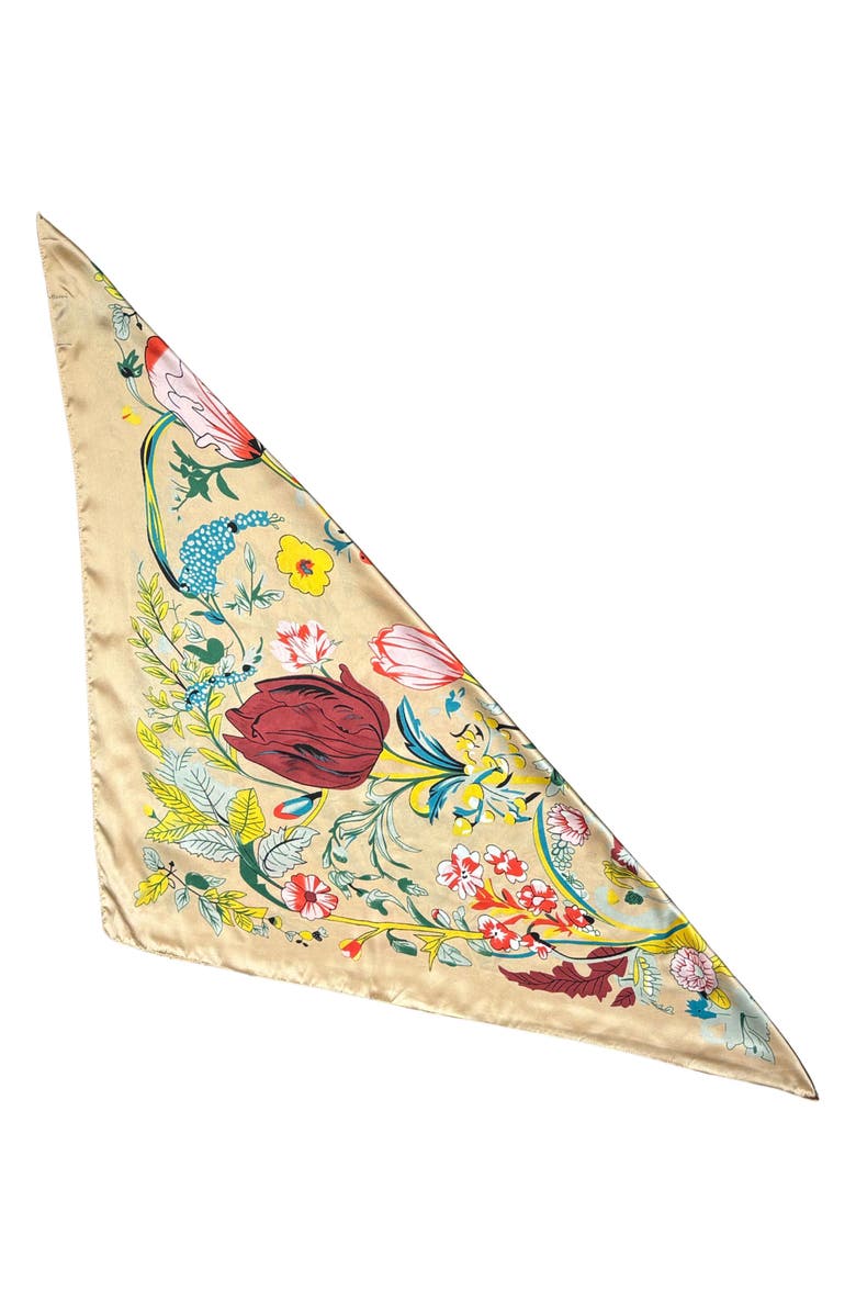MARCUS ADLER Floral Satin Square Scarf, Alternate, color, Tan