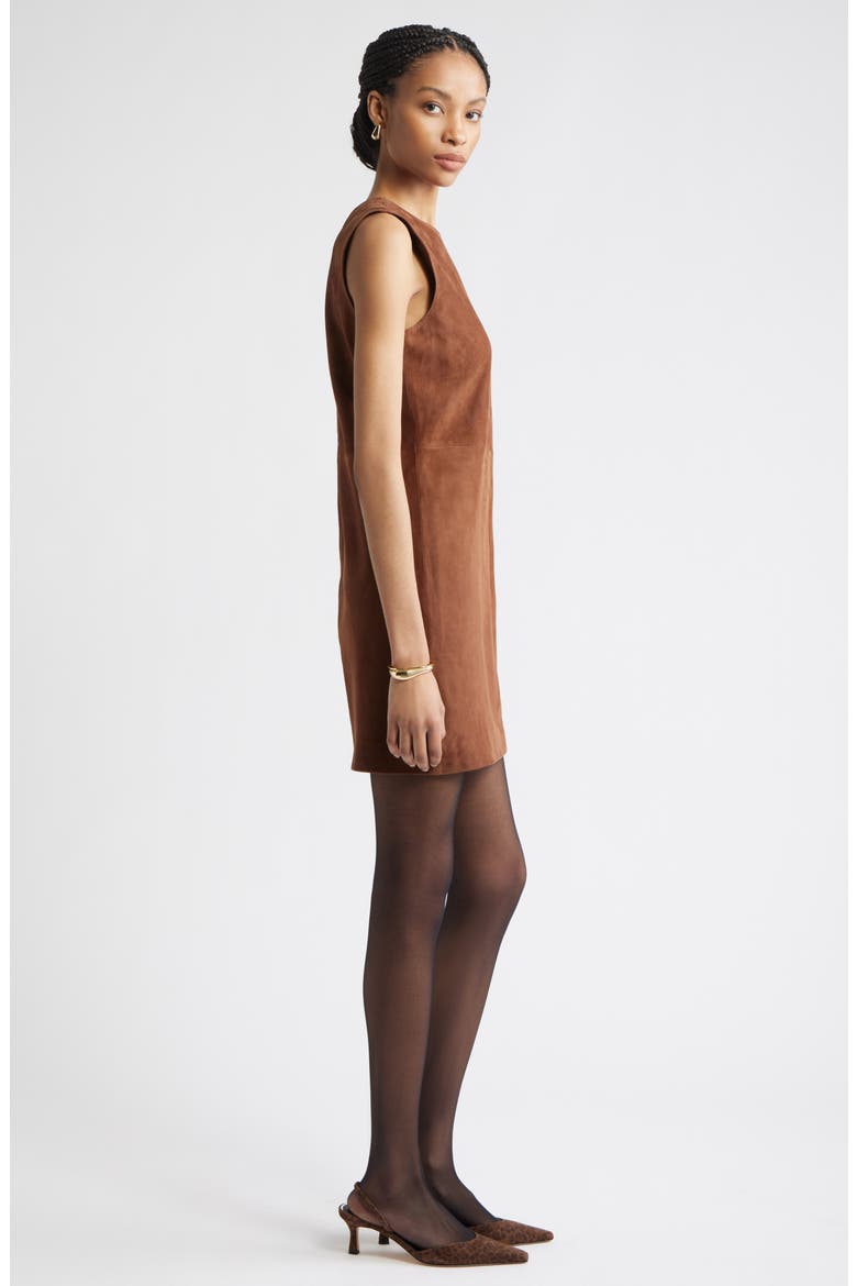 Sleeveless Suede Sheath Minidress, Alternate, color, BROWN MUSTANG