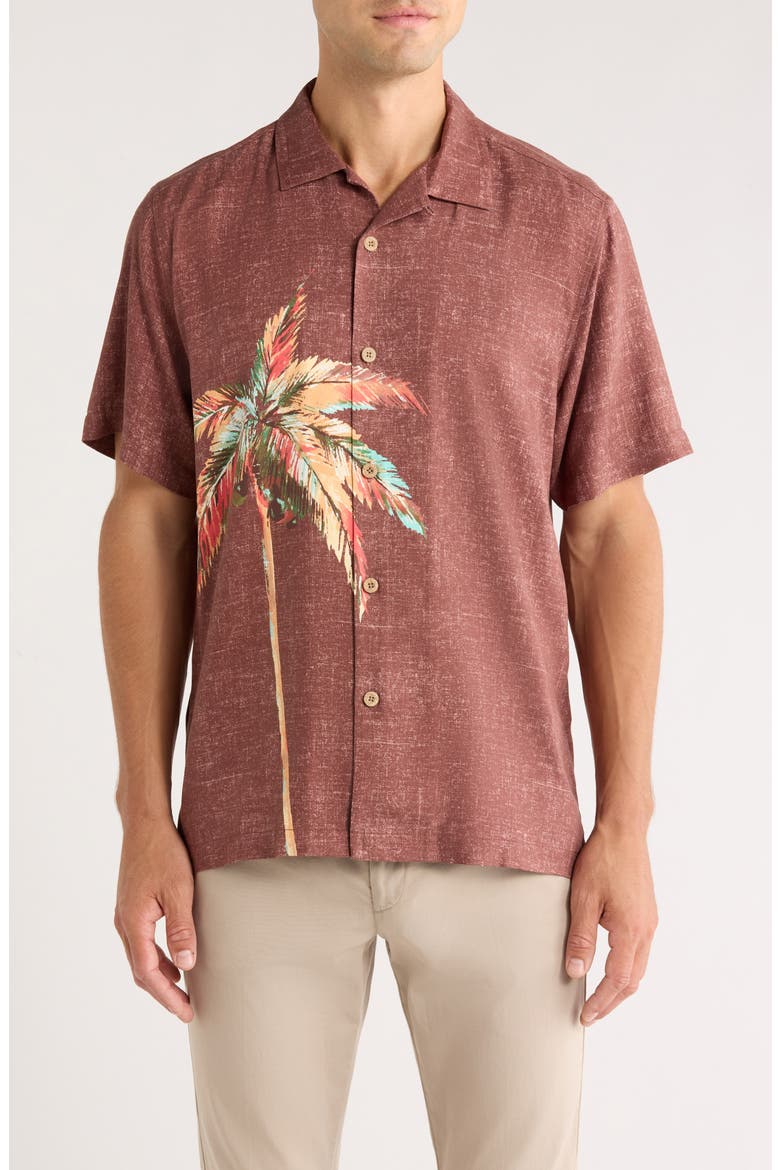 Desert Palms Silk Camp Shirt, Main, color, SPICED CLOVE