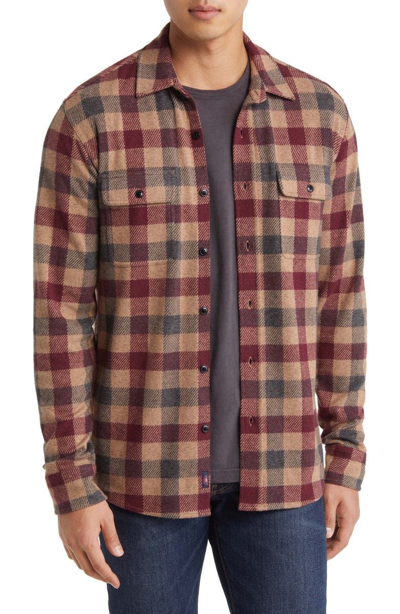 Faherty Legend Plaid Brushed Knit Button-Up Shirt, Main, color, 