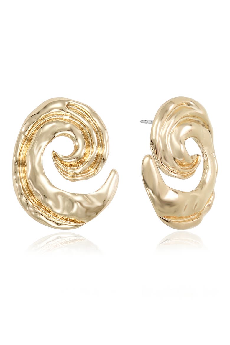 Hammered Swirl Stud Earrings, Main, color, GOLD