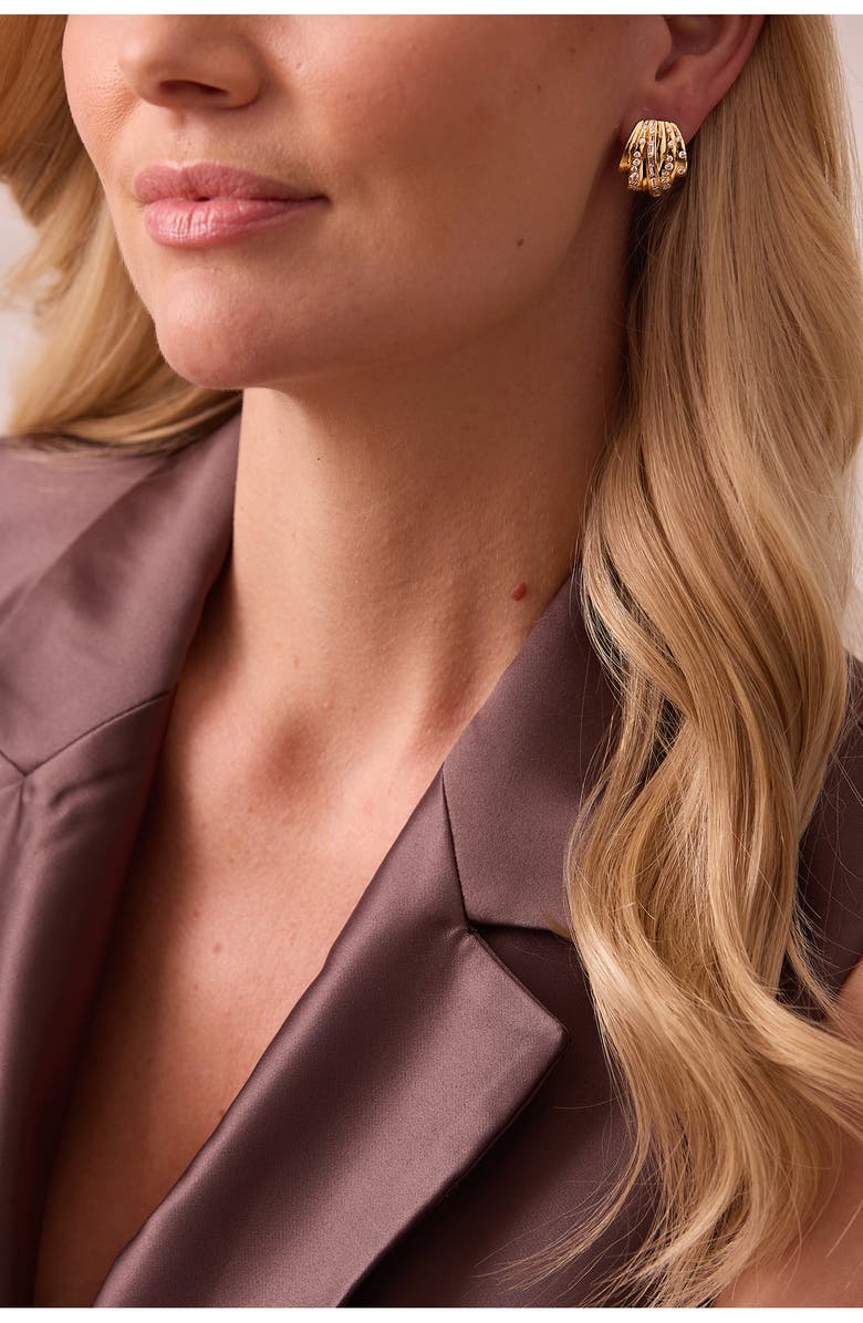 Sara Weinstock Papua Diamond Crossover Earrings, Alternate, color, Yellow Gold