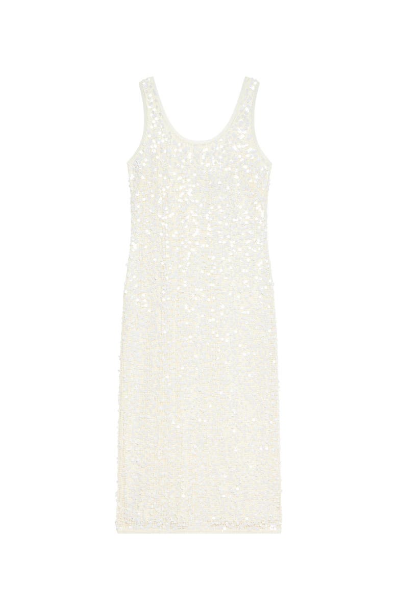 MINT VELVET Sequin Mesh Midi Dress, Alternate, color, Ivory