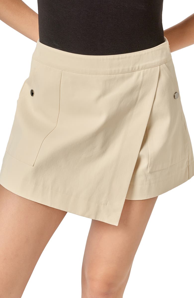 English Factory Wrap Detail Mini Skort, Alternate, color, Cream