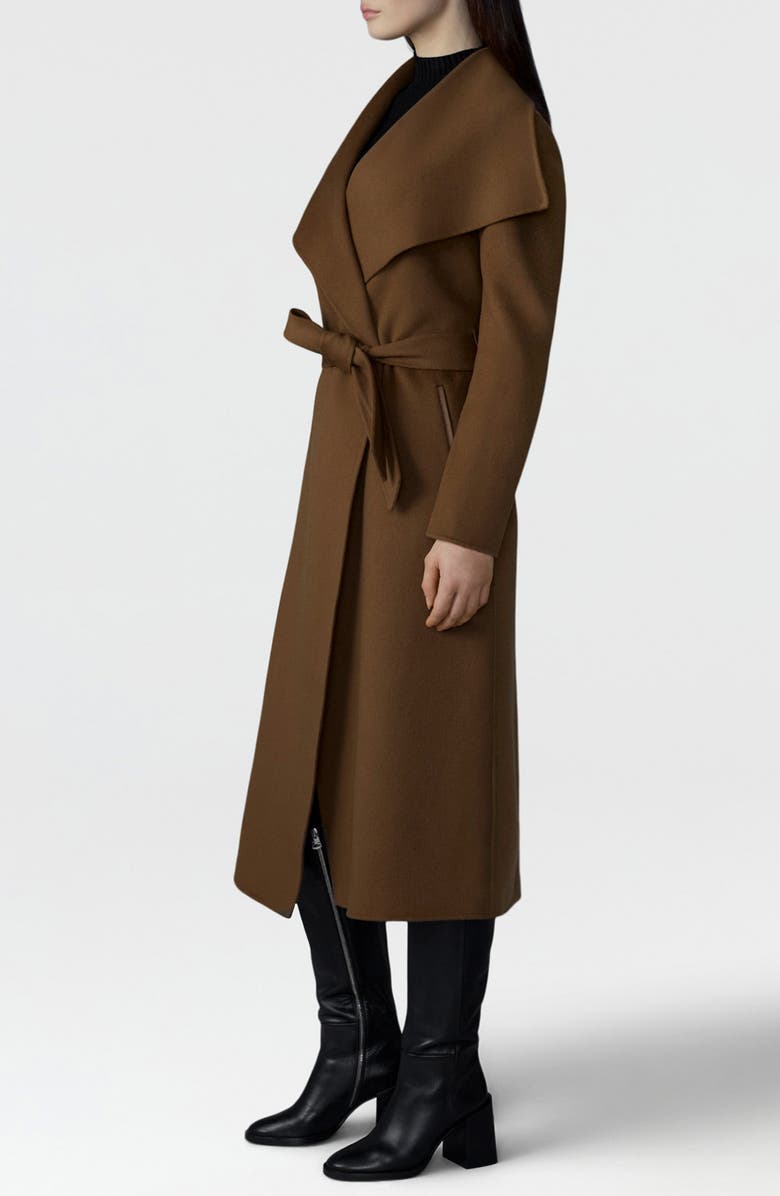 Mackage Mai Wool Long Wrap Coat, Alternate, color, Earth Brown