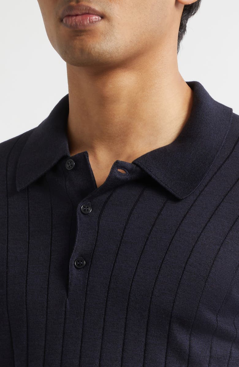 John Smedley Williams Merino Wool & Cotton Polo Sweater, Alternate, color, Navy
