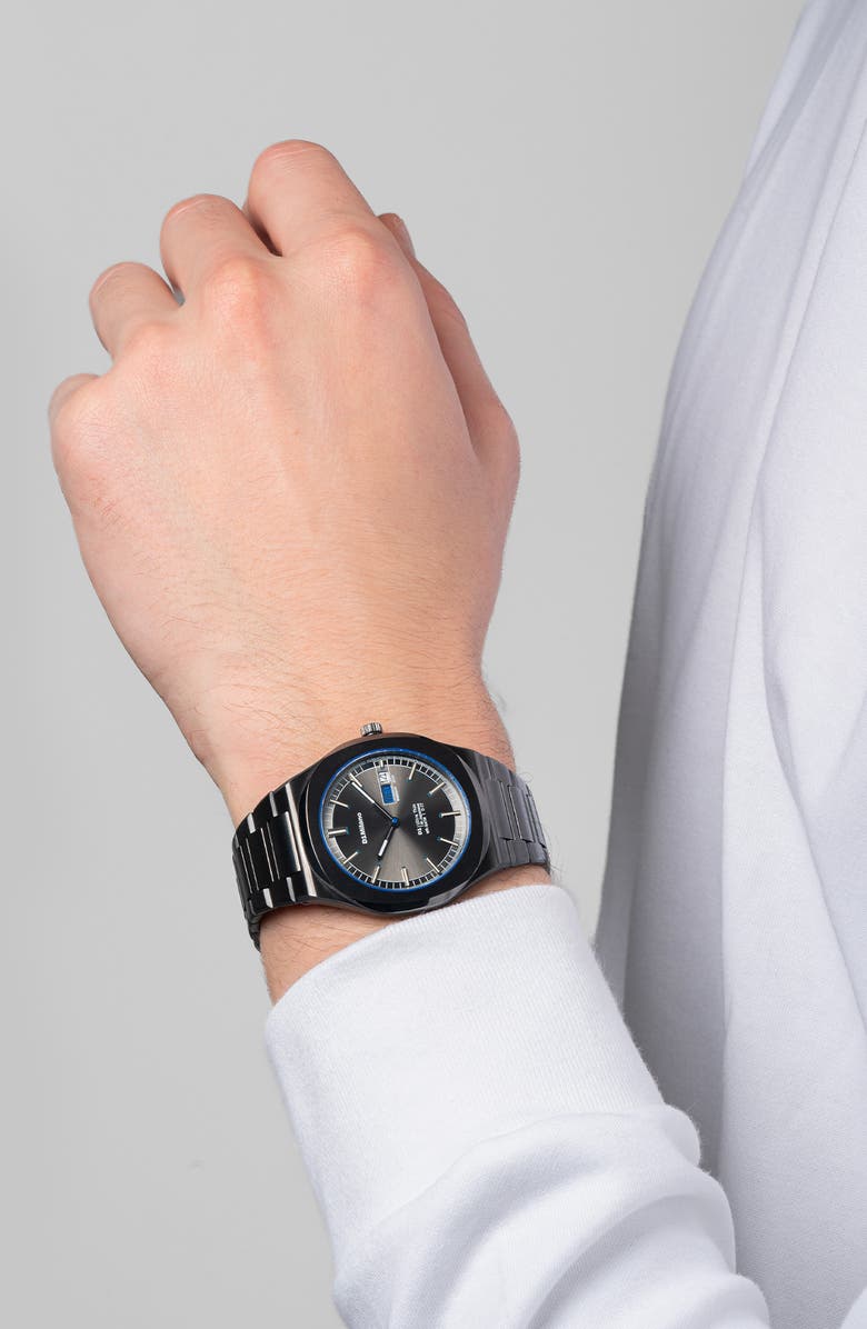 D1 Milano Dark Illusion Ultra Thin Bracelet Watch, 39mm, Alternate, color, Gun Metal