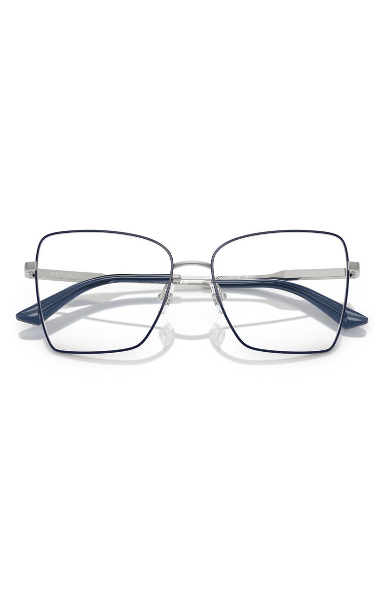 Jimmy Choo 55mm Pillow Optical Glasses, Alternate, color, Silver/ Blue / Demo Lens