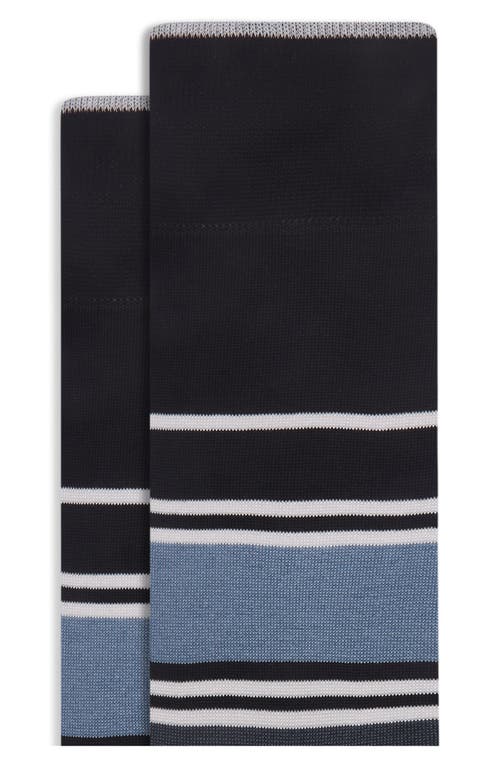 Bugatchi Stripe Mercerized Cotton Blend Dress Socks In Black