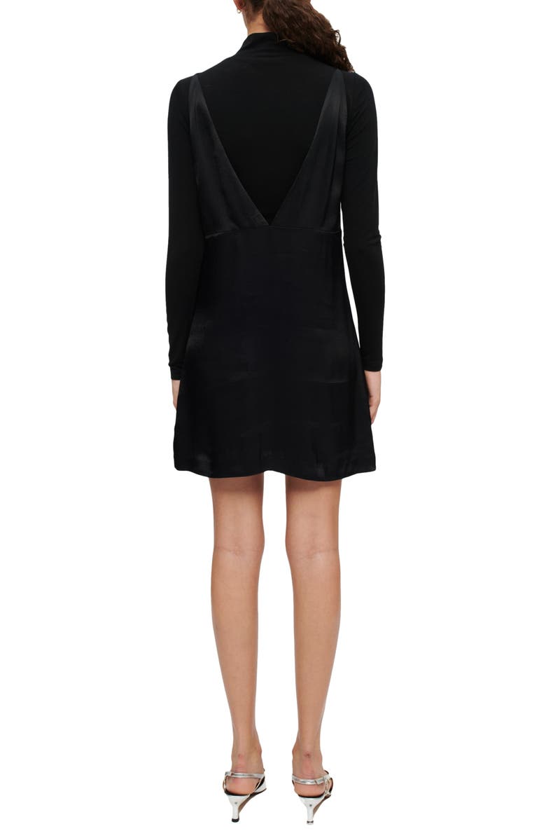 maje Radeau Two-Piece Mock Neck Top & Slipdress, Alternate, color, Noir