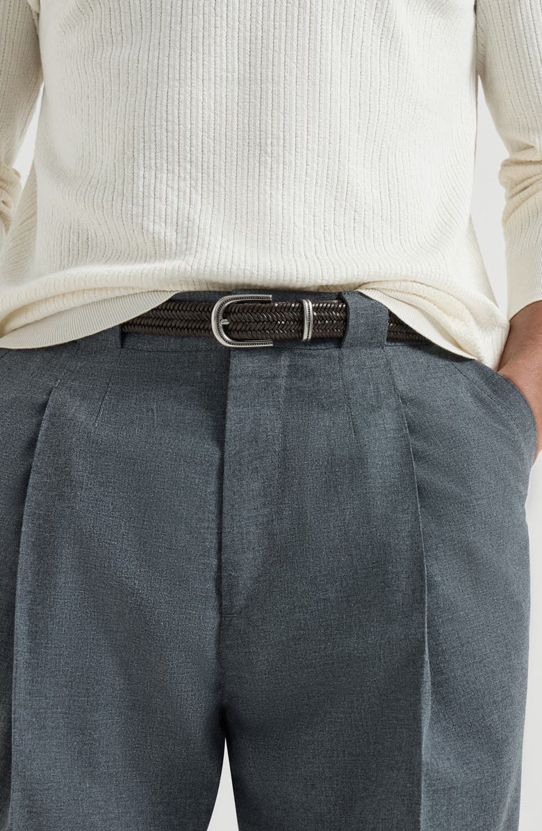 Brunello Cucinelli Braided leather belt, Alternate, color, Brown