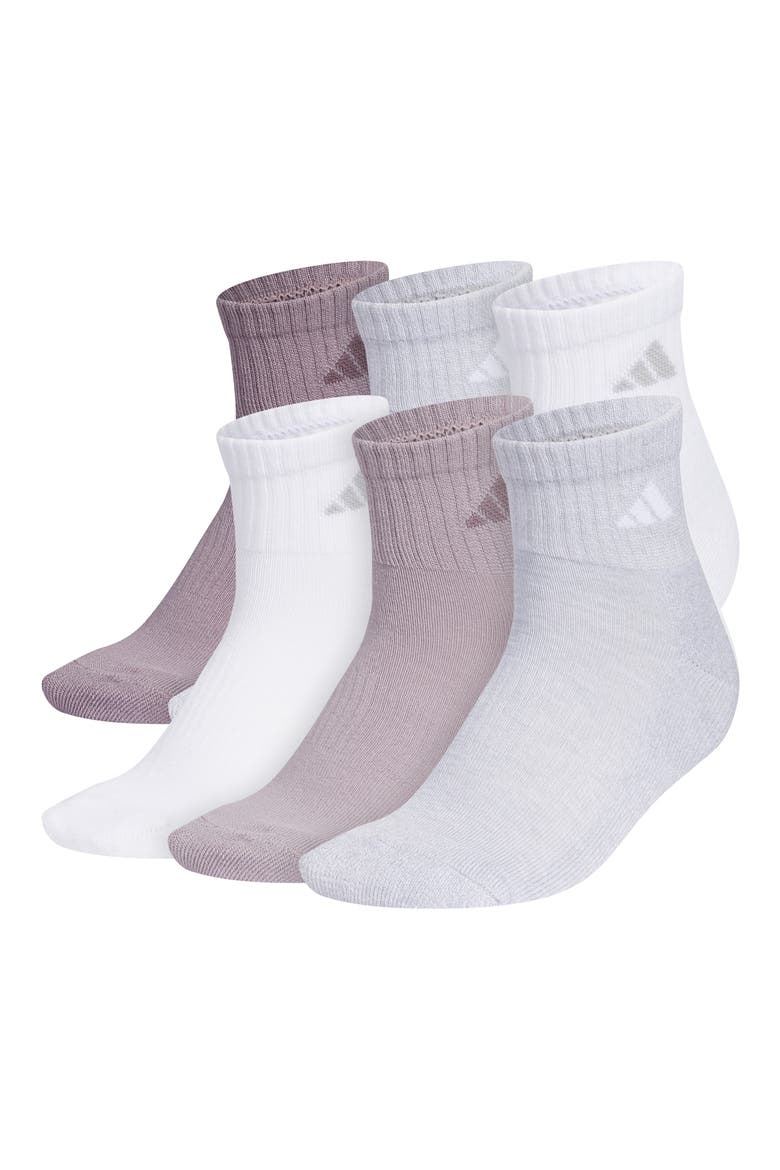 6-Pack Athletic Cushioned Crew Socks, Alternate, color, FIG PURPLE/ CLEAR GREY/ WHITE