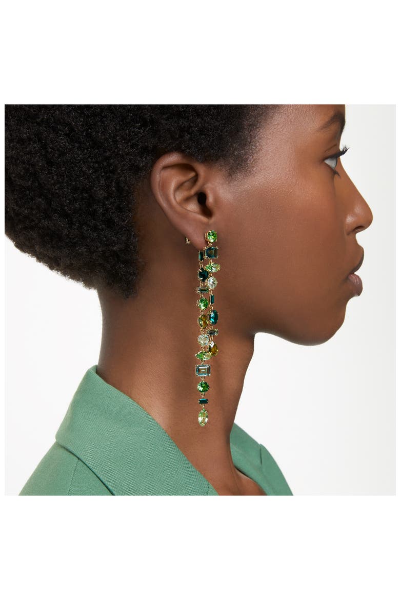 Gema Front/Back Asymmetric Crystal Drop Earrings, Alternate, color, GREEN