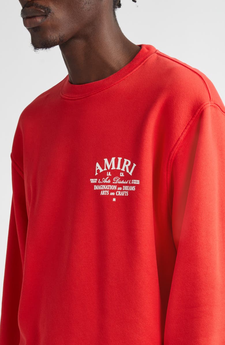 AMIRI Arts District Cotton Crewneck Graphic Sweatshirt, Alternate, color, Red