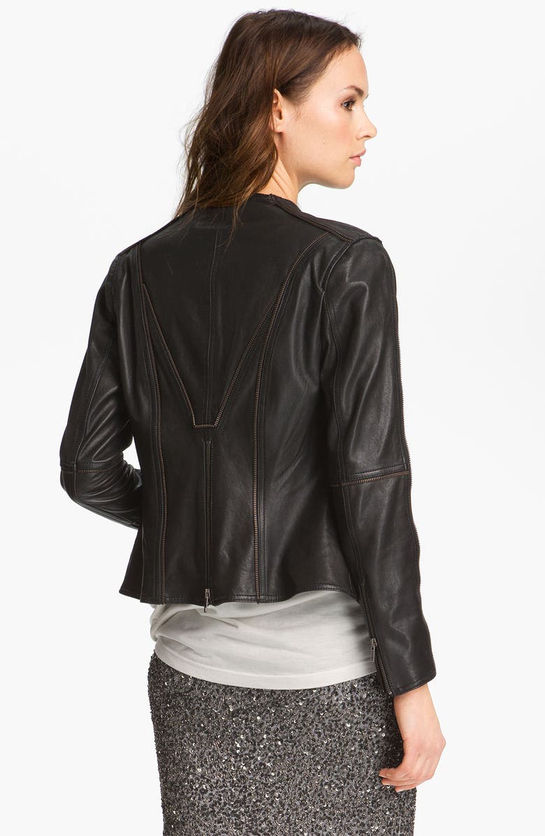 Haute Hippie Zip Front Leather Blazer, Alternate, color,
