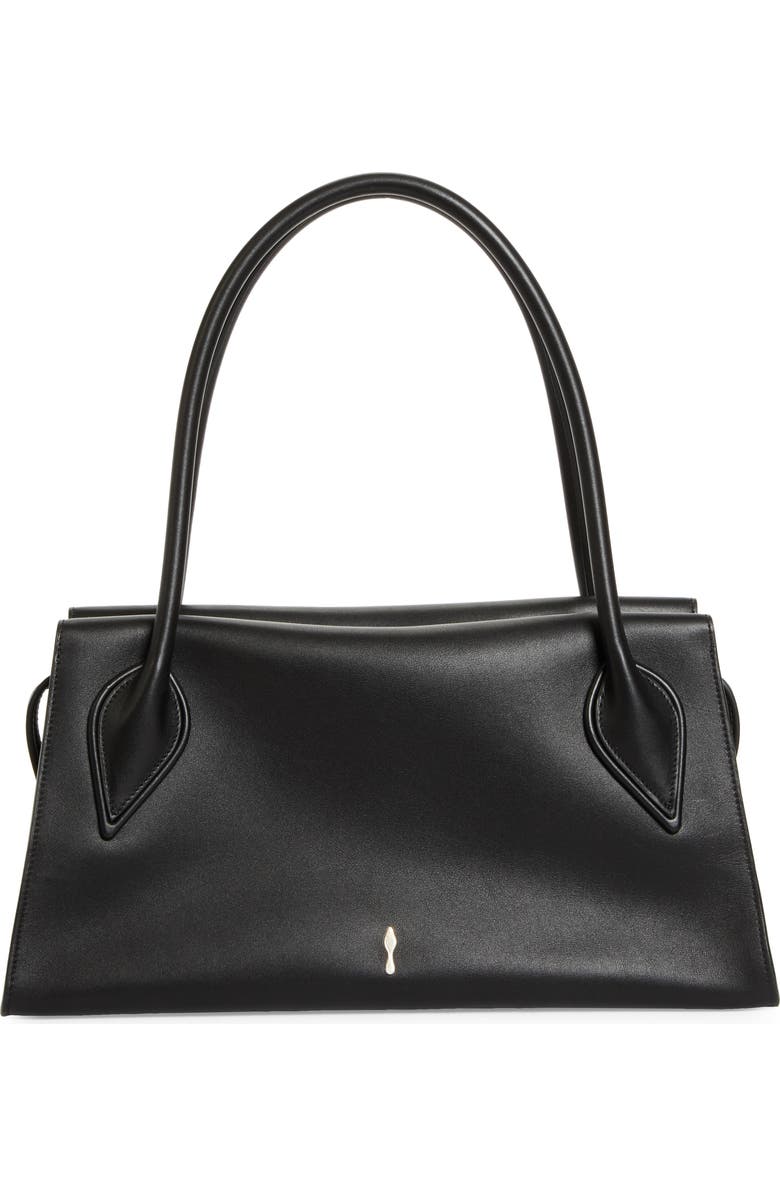 Christian Louboutin Medium Baguette Leather Shoulder Bag, Main, color, Black