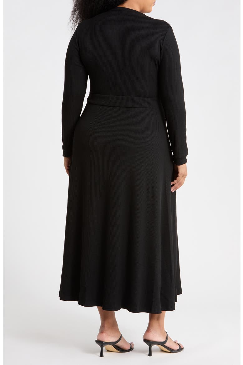 Ashton Button Front Midi Dress, Alternate, color, BLACK