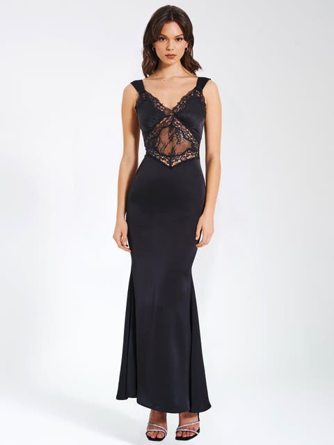 Camila Satin and Lace Maxi Dress