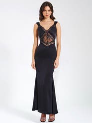 Miss Circle Camila Satin and Lace Maxi Dress