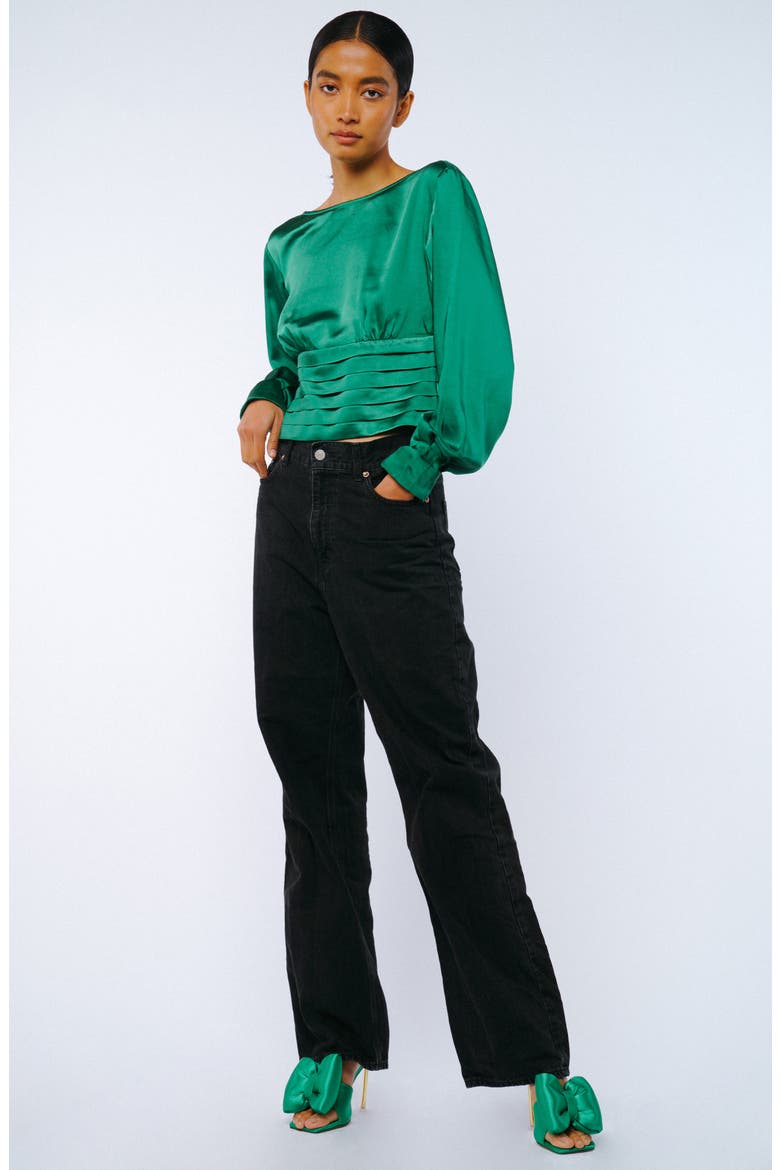 Fosi Satin Top, Alternate, color, GREEN