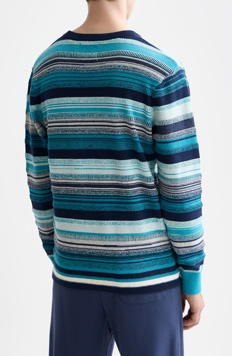 Scotch & Soda Stripe Cotton Sweater, Alternate, color, Tahitian Blue Stripe