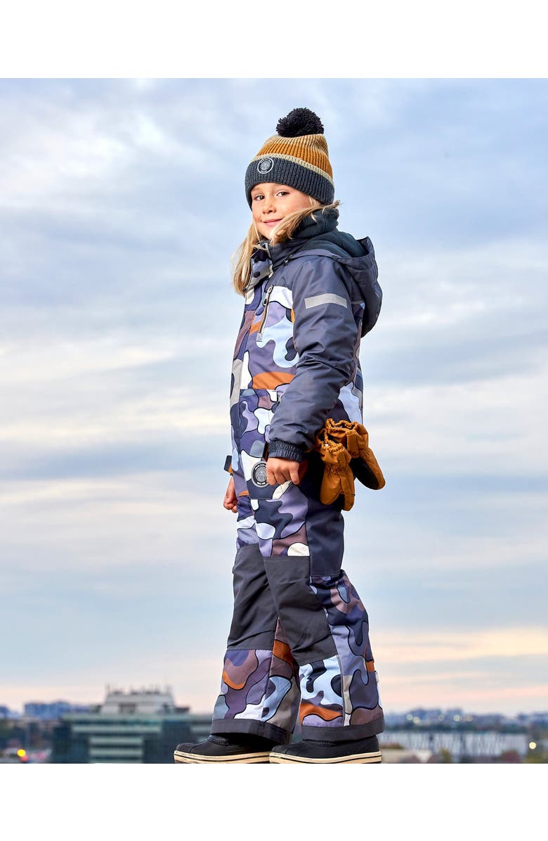 Deux par Deux Little Boy's One Piece Snowsuit Dark Gray Printed Camo, Alternate, color, 