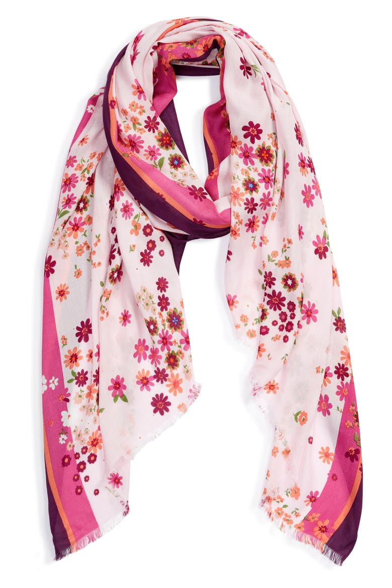 bora flora oblong scarf, Alternate, color, ROCK CANDY