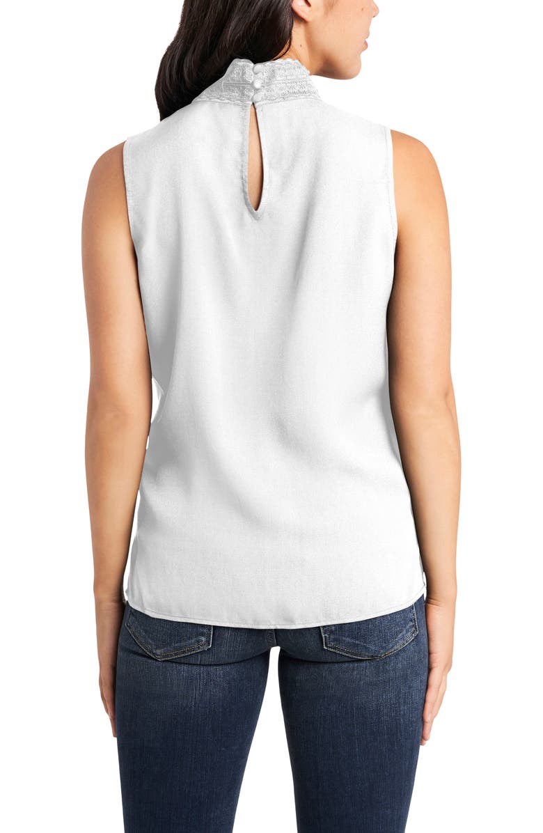 Vince Camuto Lace Detail Sleeveless Crêpe de Chine Blouse, Alternate, color, 