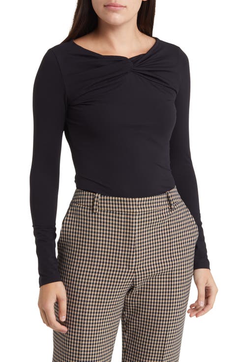 Everie Twist Neck Long Sleeve Top