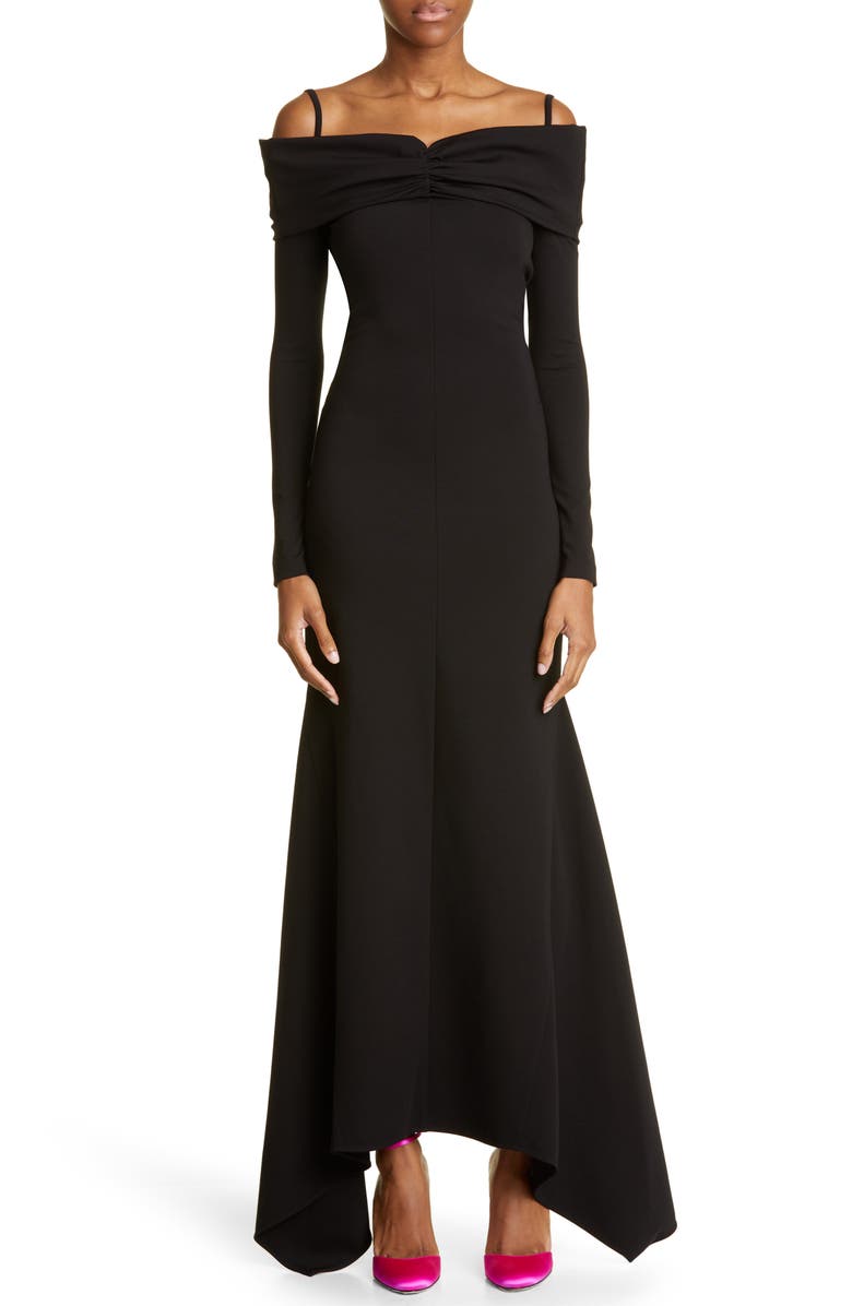 The Attico Fanny Cold Shoulder Long Sleeve Jersey Gown, Main, color,