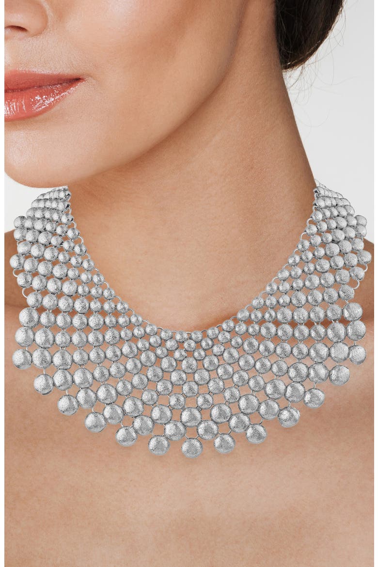 Glam Ball Bib Necklace (Nordstrom Exclusive), Alternate, color, SILVER